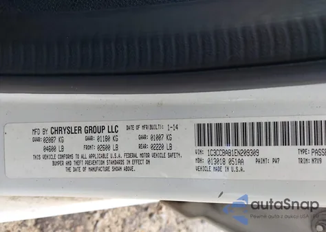 2014 Chrysler 200 Lx из США, поврежденный, VIN 1C3CCBAB1EN209309